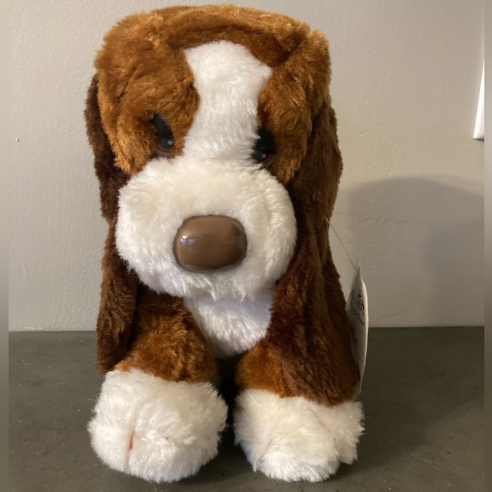 Vintage Russ Berrie Baxter Bashful Basset Hound Plush 871 Brown White Dog 7"